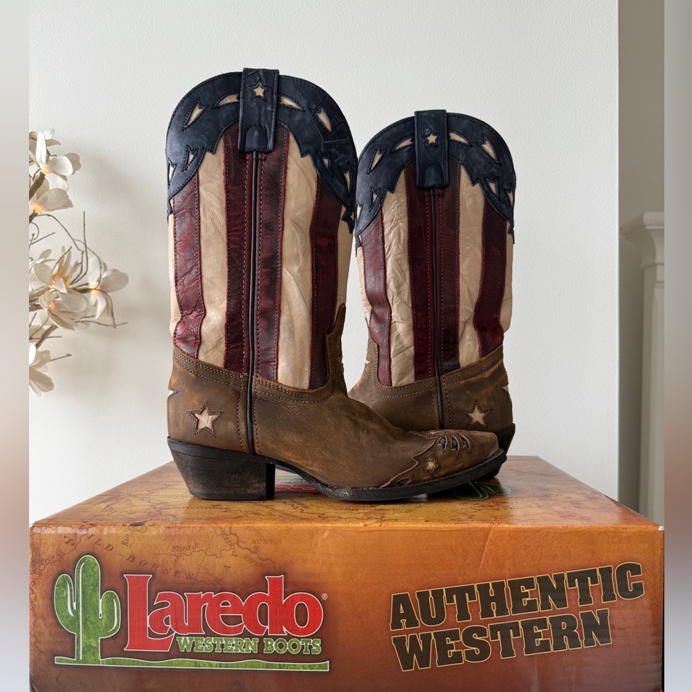 Laredo Patriotic Western Boots with Stars [6.5]